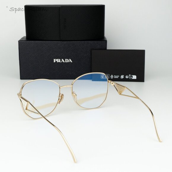BRAND NEW Prada Women Sunglasses Gold Blue Light Filter Geometric PR57YS ZVN08N - Picture 10 of 10
